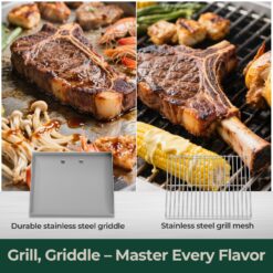 COWSAR Stainless steel Griddle with lid 3 -Burner Liquid Propane Gas Grill