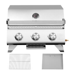 COWSAR Stainless steel Griddle with lid 3 -Burner Liquid Propane Gas Grill