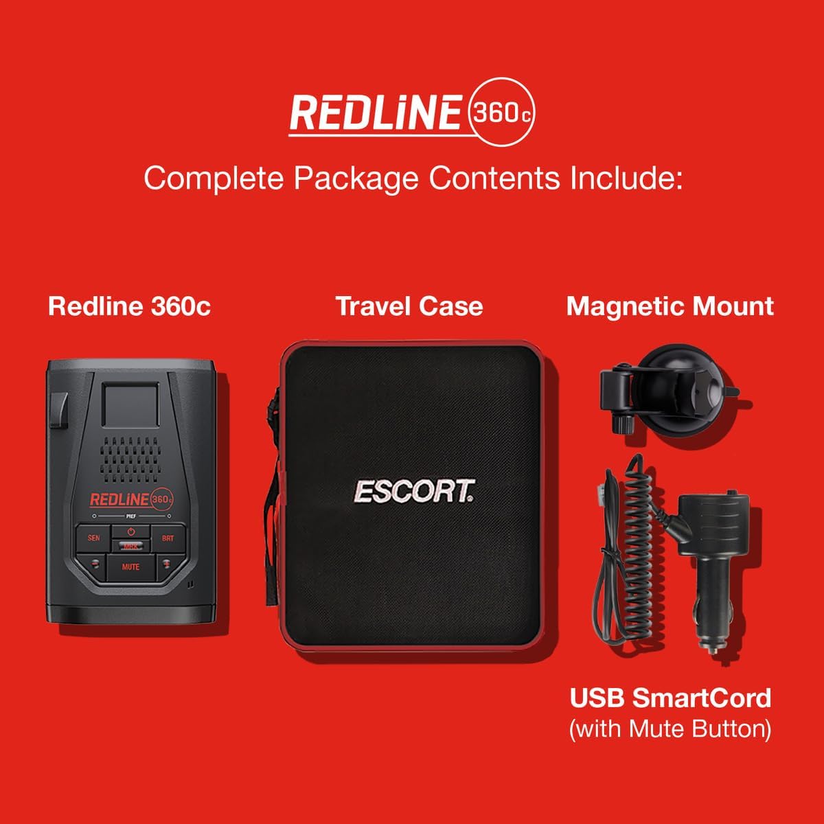 Escort Redline 360c Plug and Play Radar Detector - Extreme Range, Rapid Response Times, Full Stealth, 360 Degree Awareness, Advanced Filtering, Built-in WiFi, Apple CarPlay & Android Auto Compatible