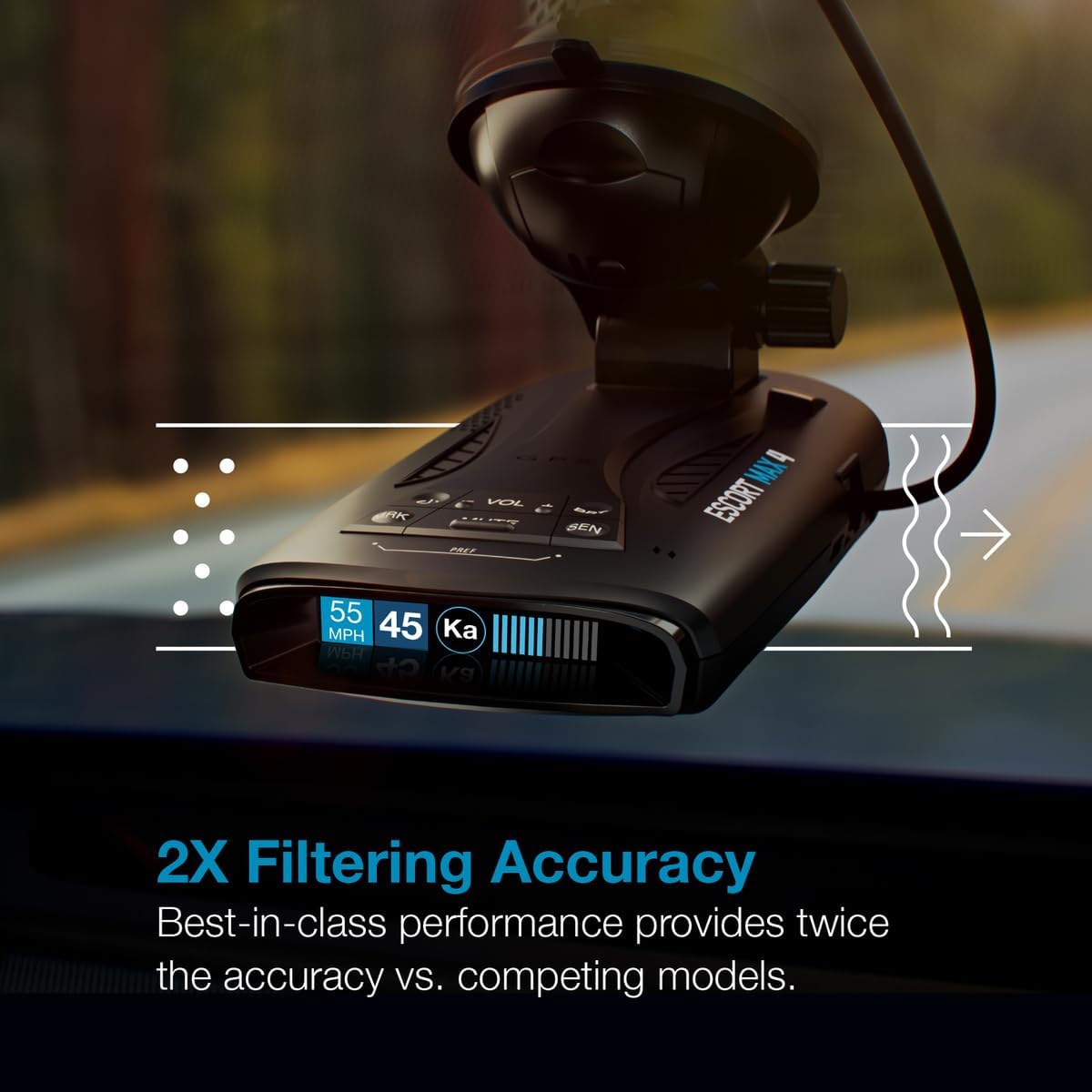 Escort MAX 4 Radar Detector – 2X The Filtering Accuracy, AutoLearn Intelligence, Advanced Detection Range, Built-in GPS and Bluetooth Connectivity, Apple CarPlay and Android Auto Compatible