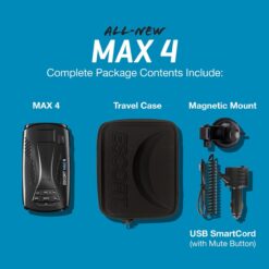 Escort MAX 4 Radar Detector – 2X The Filtering Accuracy, AutoLearn Intelligence, Advanced Detection Range, Built-in GPS and Bluetooth Connectivity, Apple CarPlay and Android Auto Compatible