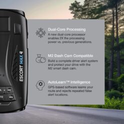 Escort MAX 4 Radar Detector – 2X The Filtering Accuracy, AutoLearn Intelligence, Advanced Detection Range, Built-in GPS and Bluetooth Connectivity, Apple CarPlay and Android Auto Compatible