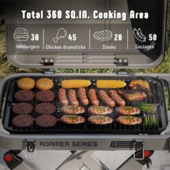 Feasto 360-Sq. in Gray Portable Liquid propane Grill
