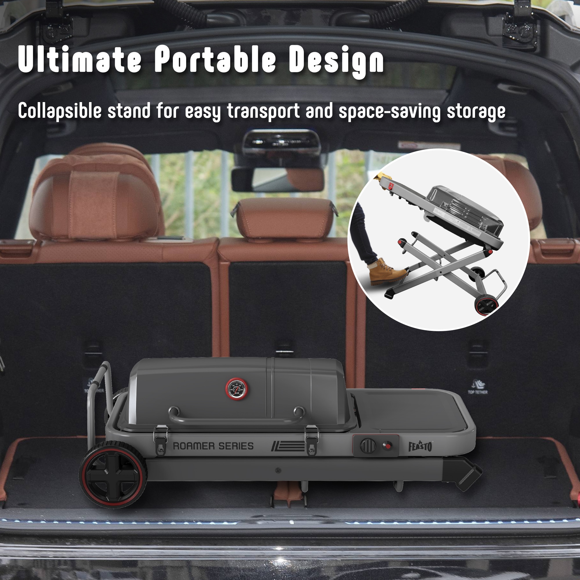 Feasto 360-Sq. in Gray Portable Liquid propane Grill