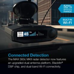Escort MAX 360c MKII Laser Radar Detector - Dual-Band Wi-Fi and Bluetooth Enabled, 360° Directional Arrows, Exceptional Range, Shared Alerts, Apple CarPlay and Android Auto Compatible, Black