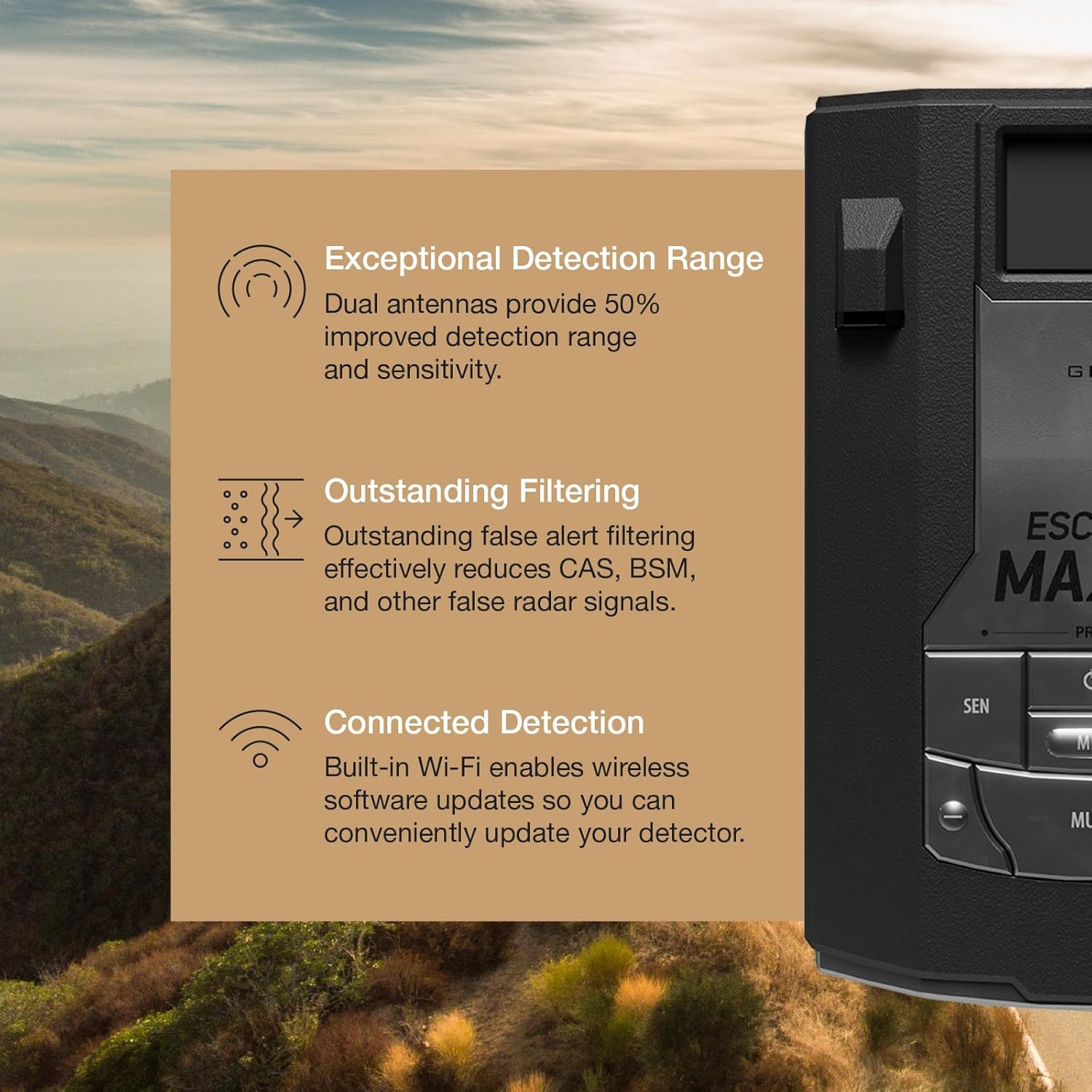 Escort MAX 360c MKII Laser Radar Detector - Dual-Band Wi-Fi and Bluetooth Enabled, 360° Directional Arrows, Exceptional Range, Shared Alerts, Apple CarPlay and Android Auto Compatible, Black