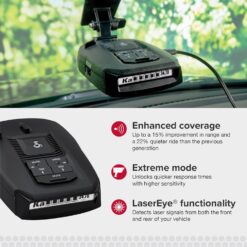 Cobra RAD 490i Laser Radar Detector – New Model with Long Range Detection, Bluetooth, Apple CarPlay and Android Auto Compatible, LaserEye Front and Rear Detection, DSP, Firmware Updatable