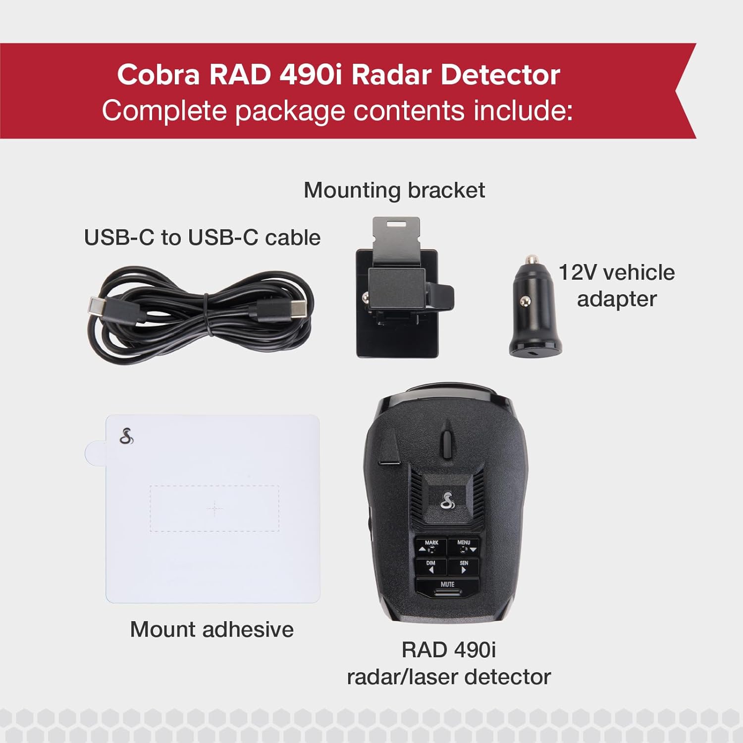 Cobra RAD 490i Laser Radar Detector – New Model with Long Range Detection, Bluetooth, Apple CarPlay and Android Auto Compatible, LaserEye Front and Rear Detection, DSP, Firmware Updatable