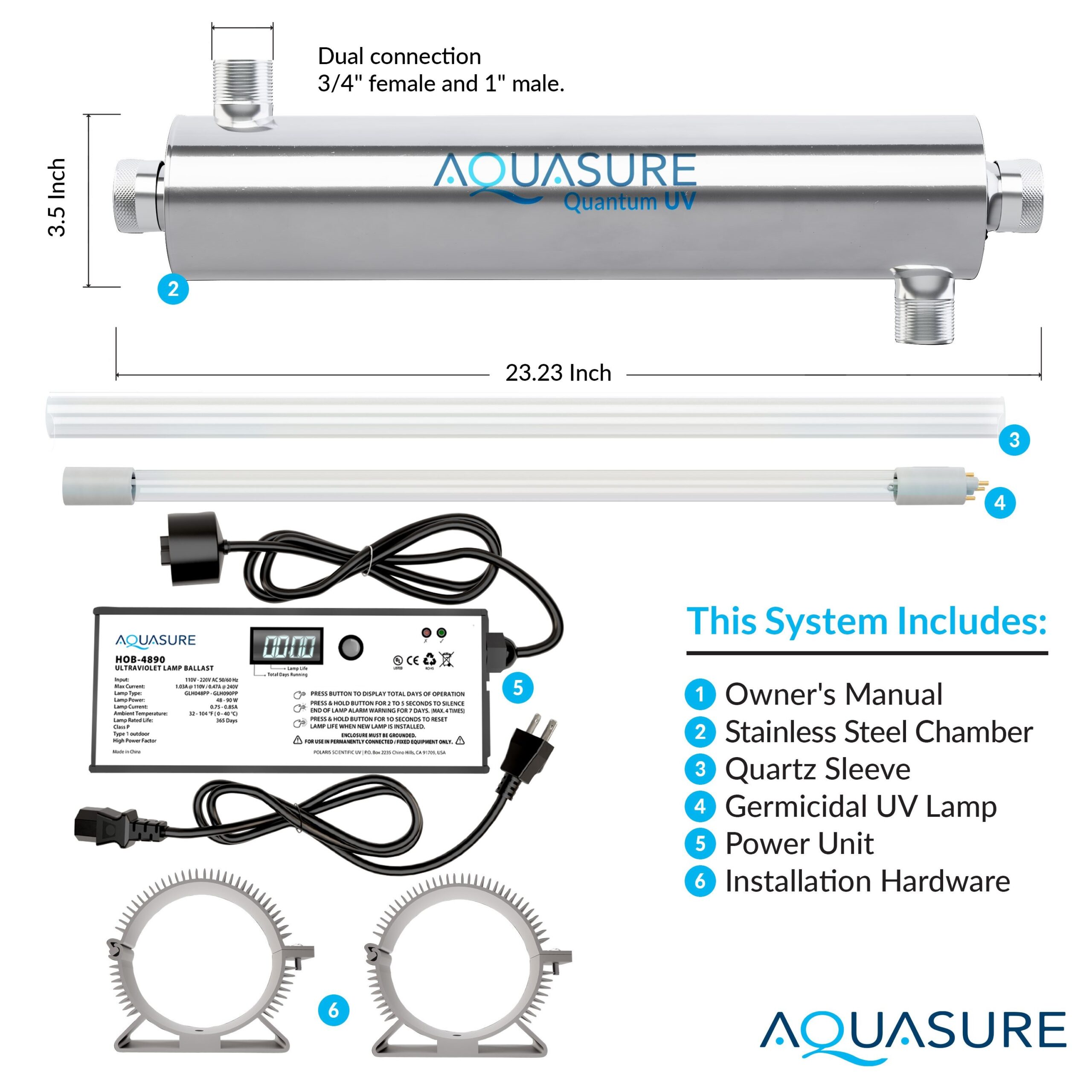 AQUASURE Quantum UV Single-stage 18-GPM Ultraviolet UV Soft water Whole House Water Filtration System