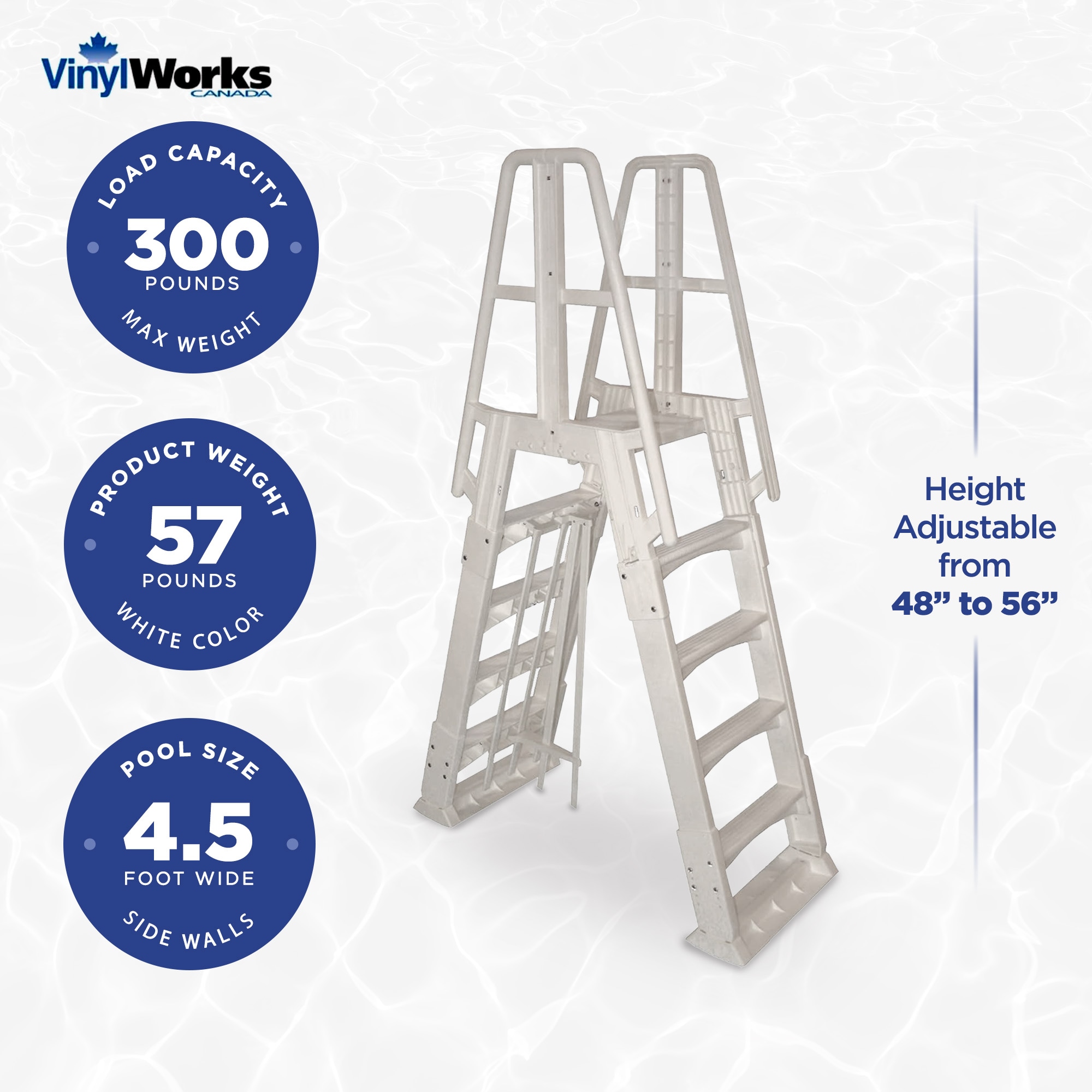Vinyl Works 56-in Resin Drop-in pool steps with outside ladder Hand Rail