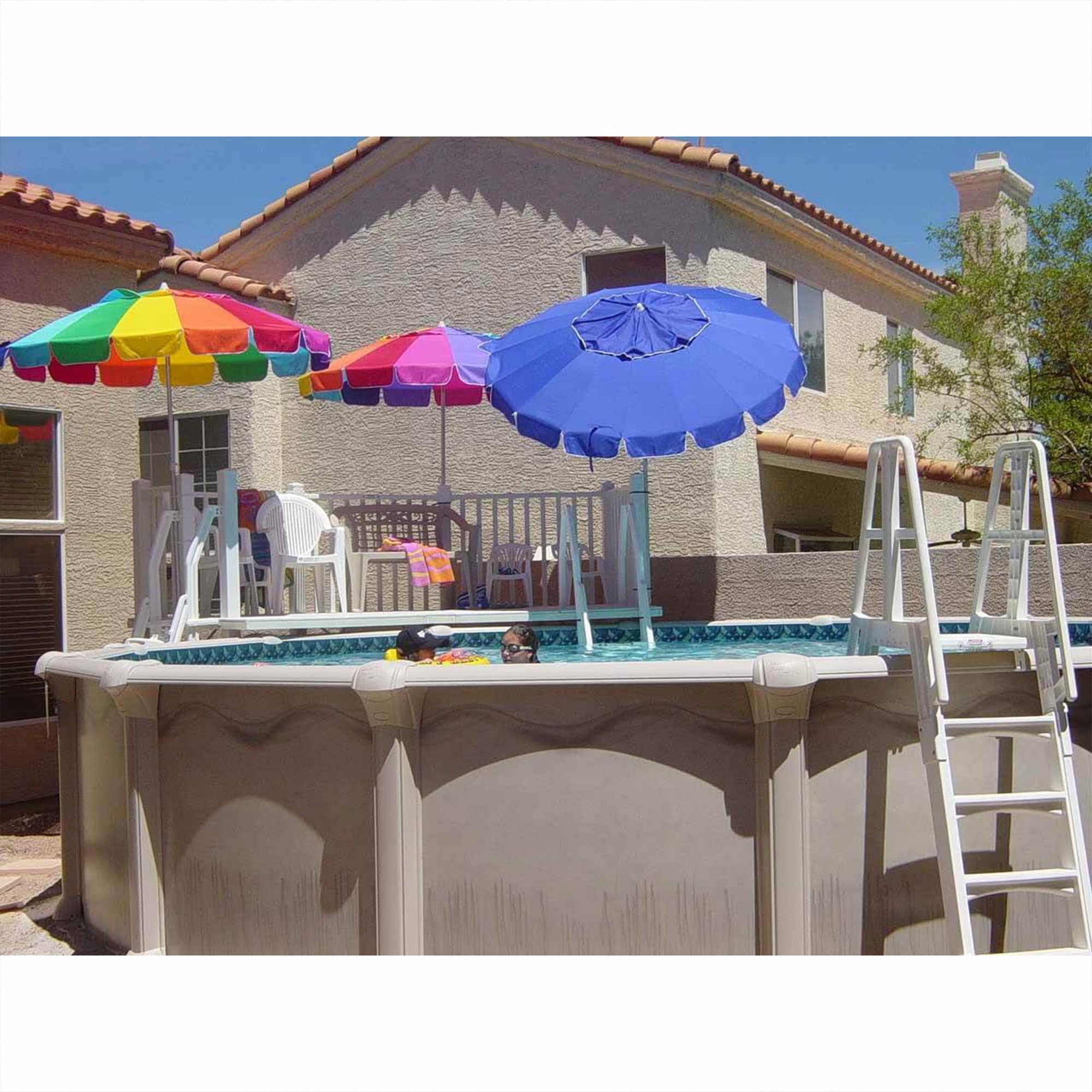 Vinyl Works 56-in Resin Drop-in pool steps with outside ladder Hand Rail
