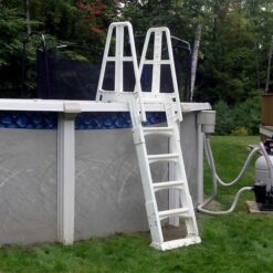 Vinyl Works 56-in Resin Drop-in pool steps with outside ladder Hand Rail