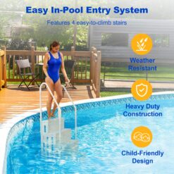 Siavonce Drop-in pool steps 60-in Polyethylene Drop-in pool steps Hand Rail