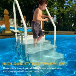 Siavonce Drop-in pool steps 60-in Polyethylene Drop-in pool steps Hand Rail