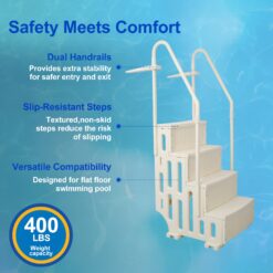 Siavonce Drop-in pool steps 60-in Polyethylene Drop-in pool steps Hand Rail
