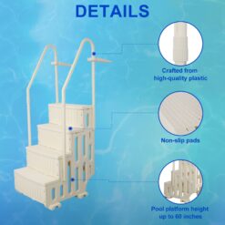 Siavonce Drop-in pool steps 60-in Polyethylene Drop-in pool steps Hand Rail