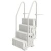 JUSHUA White Adjustable Above Ground Pool Ladder with Dual Handrails and Non Slip Steps