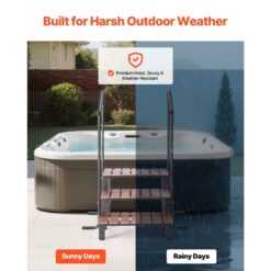 Angel Sar 3 Step Hot Tub Steps With Handrail 550 Pound Capacity Heavy Duty Spa Stairs