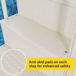 Angel Sar White 4 Step Pool Ladder Heavy Duty Plastic Non Slip Above Ground Swimming Pool Steps With Side Rails
