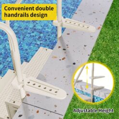 Angel Sar White 4 Step Pool Ladder Heavy Duty Plastic Non Slip Above Ground Swimming Pool Steps With Side Rails