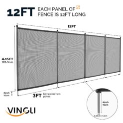 VINGLI 4-ft x 96-ft Black Easy-storaged Pool Fence for Ground Pool Mesh Pool Safety Barrier Panel