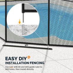 VINGLI 4-ft x 96-ft Black Easy-storaged Pool Fence for Ground Pool Mesh Pool Safety Barrier Panel