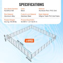 SVOPES 4-ft x 108-ft Black Aluminum Mesh Pool Safety Barrier Panel
