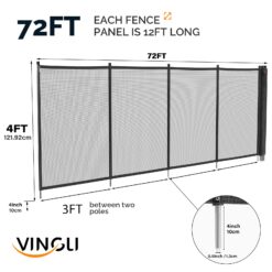 VINGLI 4-ft x 72-ft Black Easy-storaged Pool Fence for Ground Pool Mesh Pool Safety Barrier Panel