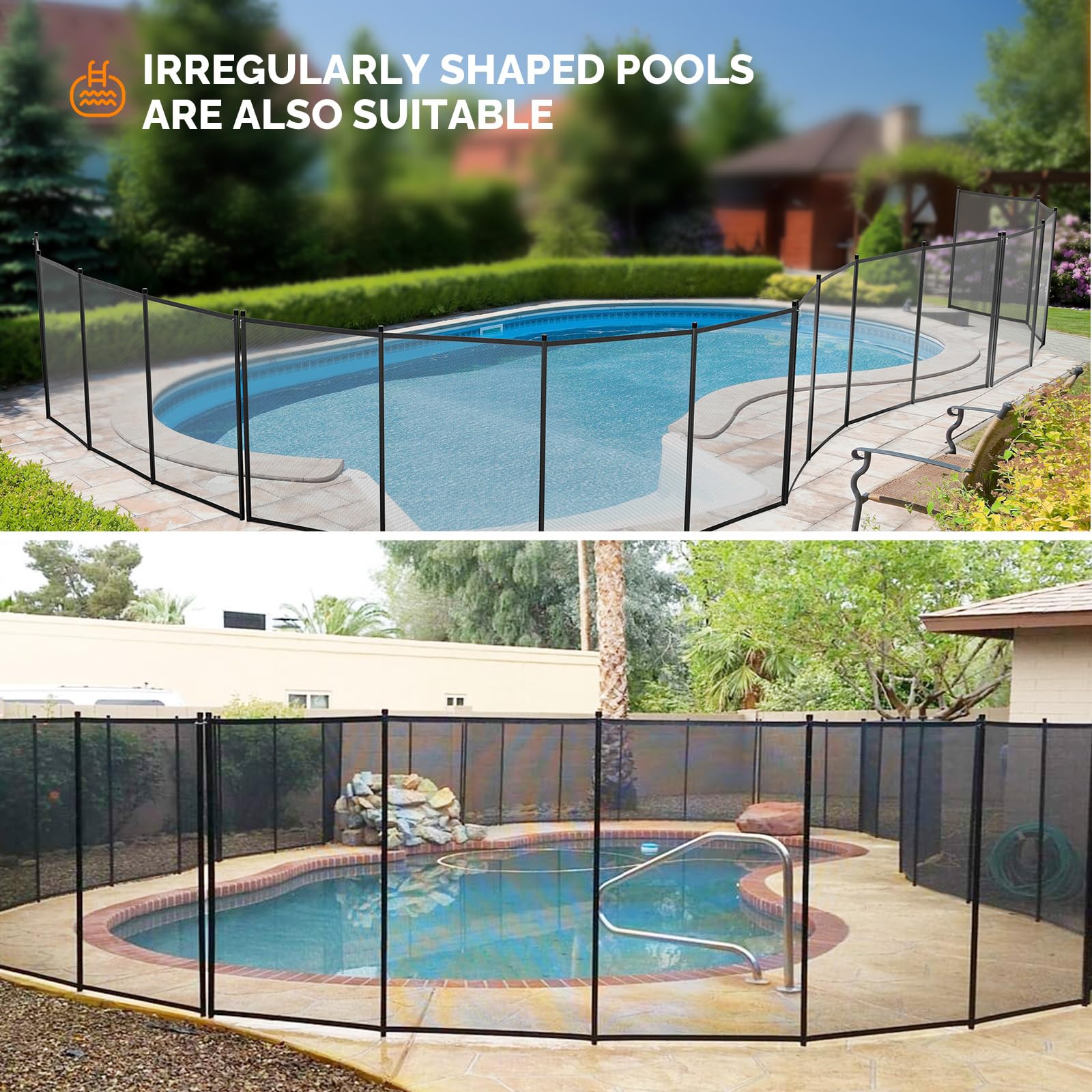 VINGLI 4-ft x 72-ft Black Easy-storaged Pool Fence for Ground Pool Mesh Pool Safety Barrier Panel