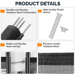VINGLI 4-ft x 72-ft Black Easy-storaged Pool Fence for Ground Pool Mesh Pool Safety Barrier Panel