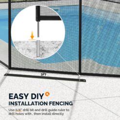 VINGLI 4-ft x 72-ft Black Easy-storaged Pool Fence for Ground Pool Mesh Pool Safety Barrier Panel