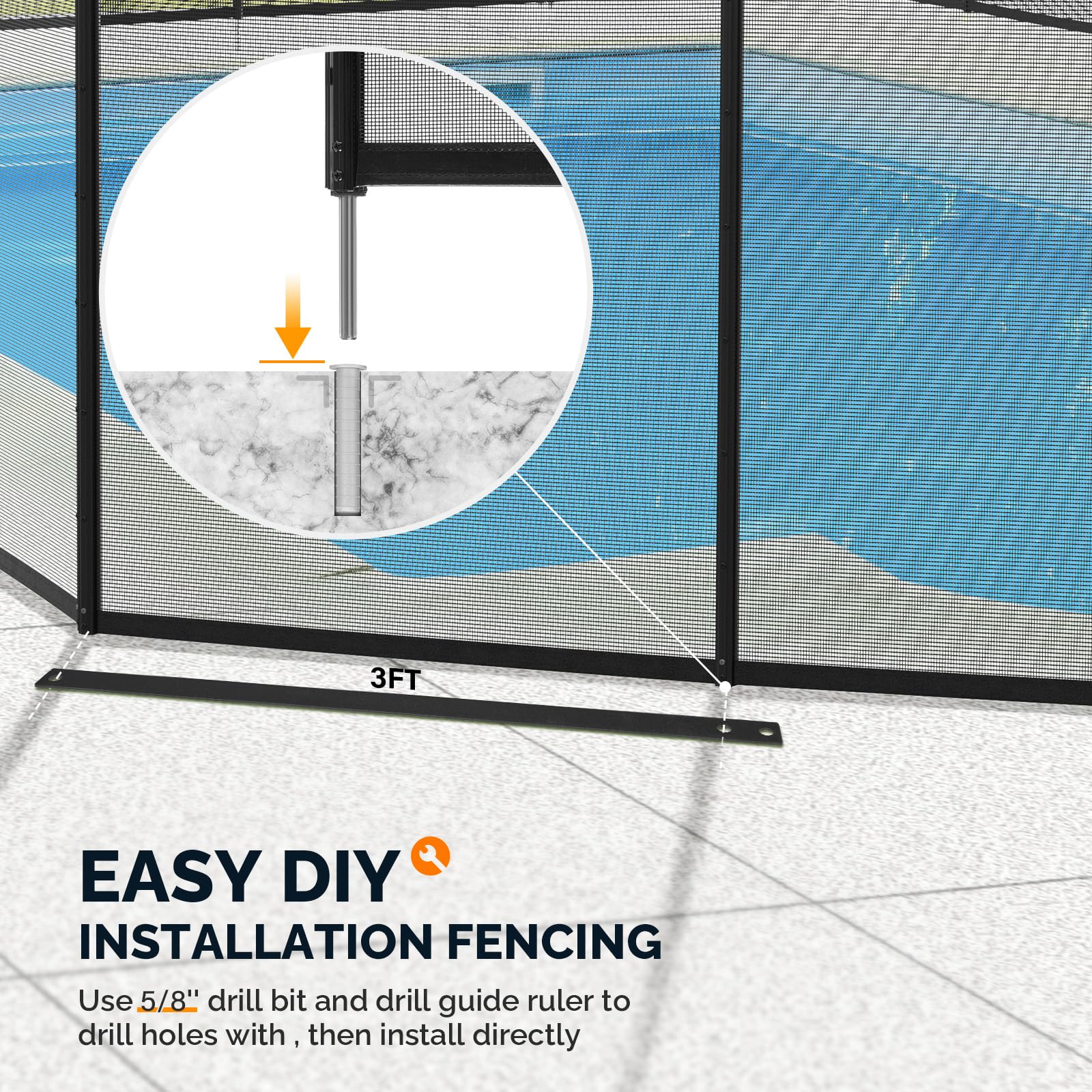 VINGLI 4-ft x 72-ft Black Easy-storaged Pool Fence for Ground Pool Mesh Pool Safety Barrier Panel