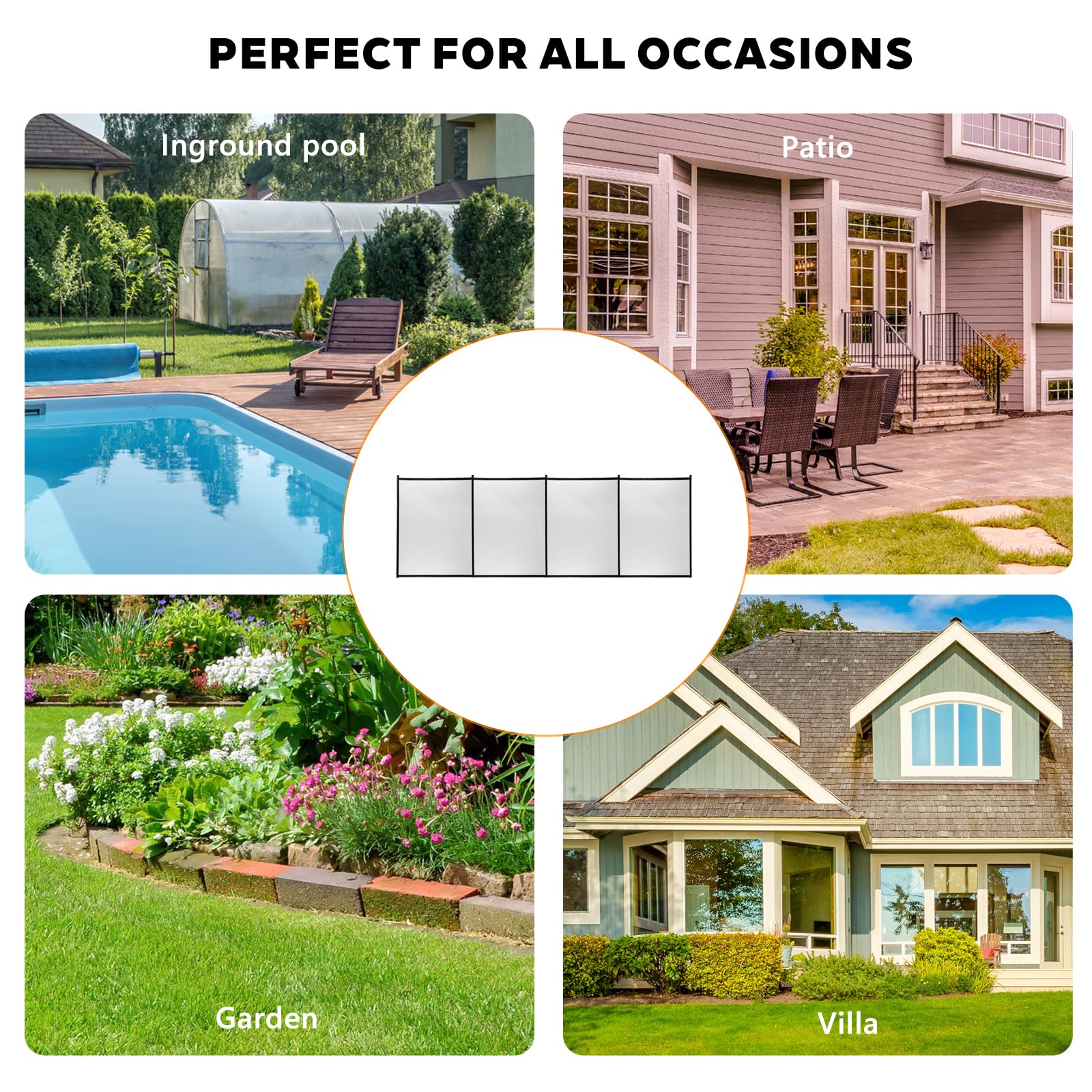 VINGLI 4-ft x 72-ft Black Easy-storaged Pool Fence for Ground Pool Mesh Pool Safety Barrier Panel