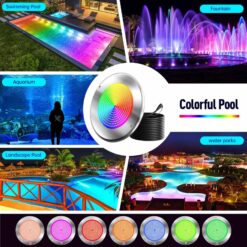 Oyezvary 60W 10 Inch Smart LED Pool Light 1 Piece Triple Control WiFi Bluetooth APP Remote Controller Color Changing for Inground Pools 120V