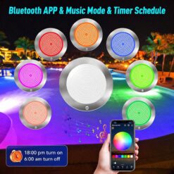 Oyezvary 1 Piece 10 Inch 60W LED Pool Light for Inground Pools 120Ft Cord Color Changing 3 Way Control App Remote Controller 12V Wet Niche