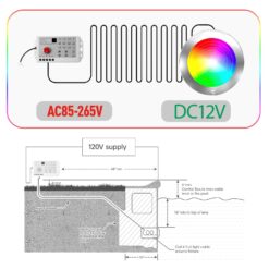 Oyezvary 1 Piece 10 Inch 60W LED Pool Light for Inground Pools 120Ft Cord Color Changing 3 Way Control App Remote Controller 12V Wet Niche