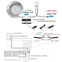 Oyezvary 1 Piece 10 Inch LED Pool Light 60W RGB Multicolor 12V 100Ft Cord Underwater Spa Light for Inground Pools Wet Niche App and Remote Control
