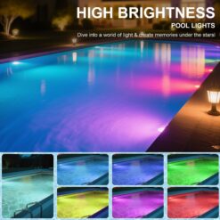 Oyezvary 1 Piece Smart Swimming Pool Light Bulb RGBW LED 45W E26 Base 12 Color Modes Adjustable Brightness Speed Remote and Switch Control Waterproof
