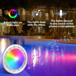 Oyezvary 1 Piece LED Pool Light 60W 10 Inch Inground Light 100FT Cord RGB Flush Mount IP68 Stainless Steel Remote APP Control for Wet Niche