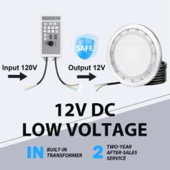 Oyezvary 1 Piece LED Pool Light 60W 10 Inch Inground Light 100FT Cord RGB Flush Mount IP68 Stainless Steel Remote APP Control for Wet Niche