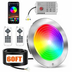Oyezvary 1 Piece 10 inch LED pool light 60 foot cord 60W for inground pools color changing underwater with app remote controller for wet niche