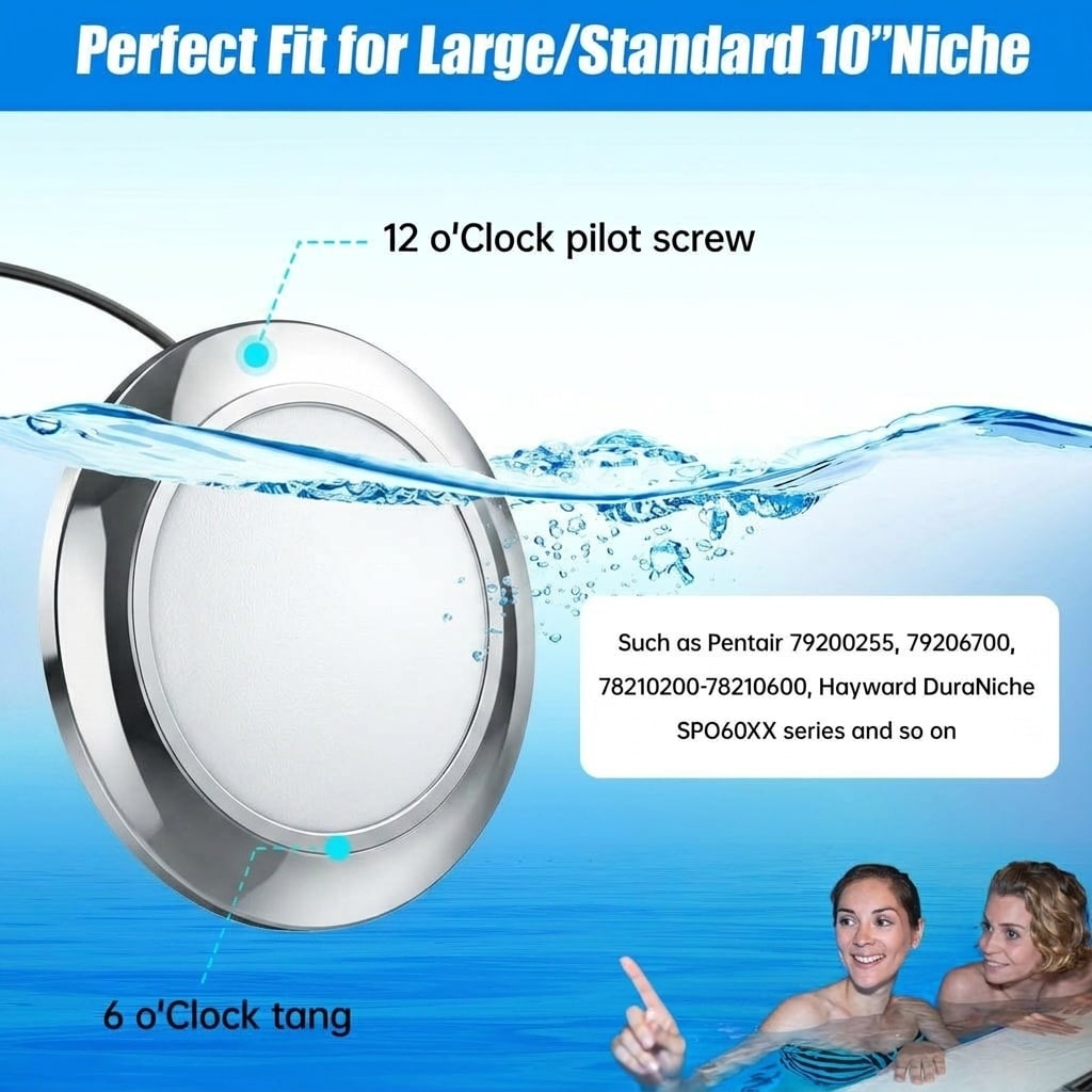 Oyezvary 1 Piece 10 inch LED pool light 60 foot cord 60W for inground pools color changing underwater with app remote controller for wet niche