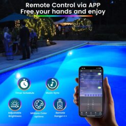 Oyezvary 2 Pack 50W LED Pool Lights 12V APP Controlled Submersible Lighting Kit Magnetic Mount 2000lm IP68 Waterproof for Aboveground Inground Pools 28ft Cable
