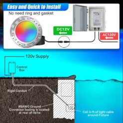 Oyezvary 6 Inch 120 Foot Smart WiFi LED Pool Light 20W Multicolor Changing for Inground Swimming Pools Fits 6 Inch Wet Niches 1 Piece