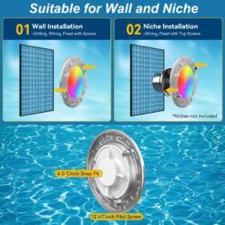 Oyezvary 6 Inch 120 Foot Smart WiFi LED Pool Light 20W Multicolor Changing for Inground Swimming Pools Fits 6 Inch Wet Niches 1 Piece