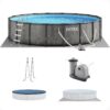 Intex 18-ft x 18-ft x 48-in Metal frame Round Above-Ground Pool with Filter Pump with Ground Cloth with Pool Cover with Ladder