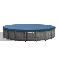 Intex 18-ft x 18-ft x 48-in Metal frame Round Above-Ground Pool with Filter Pump with Ground Cloth with Pool Cover with Ladder