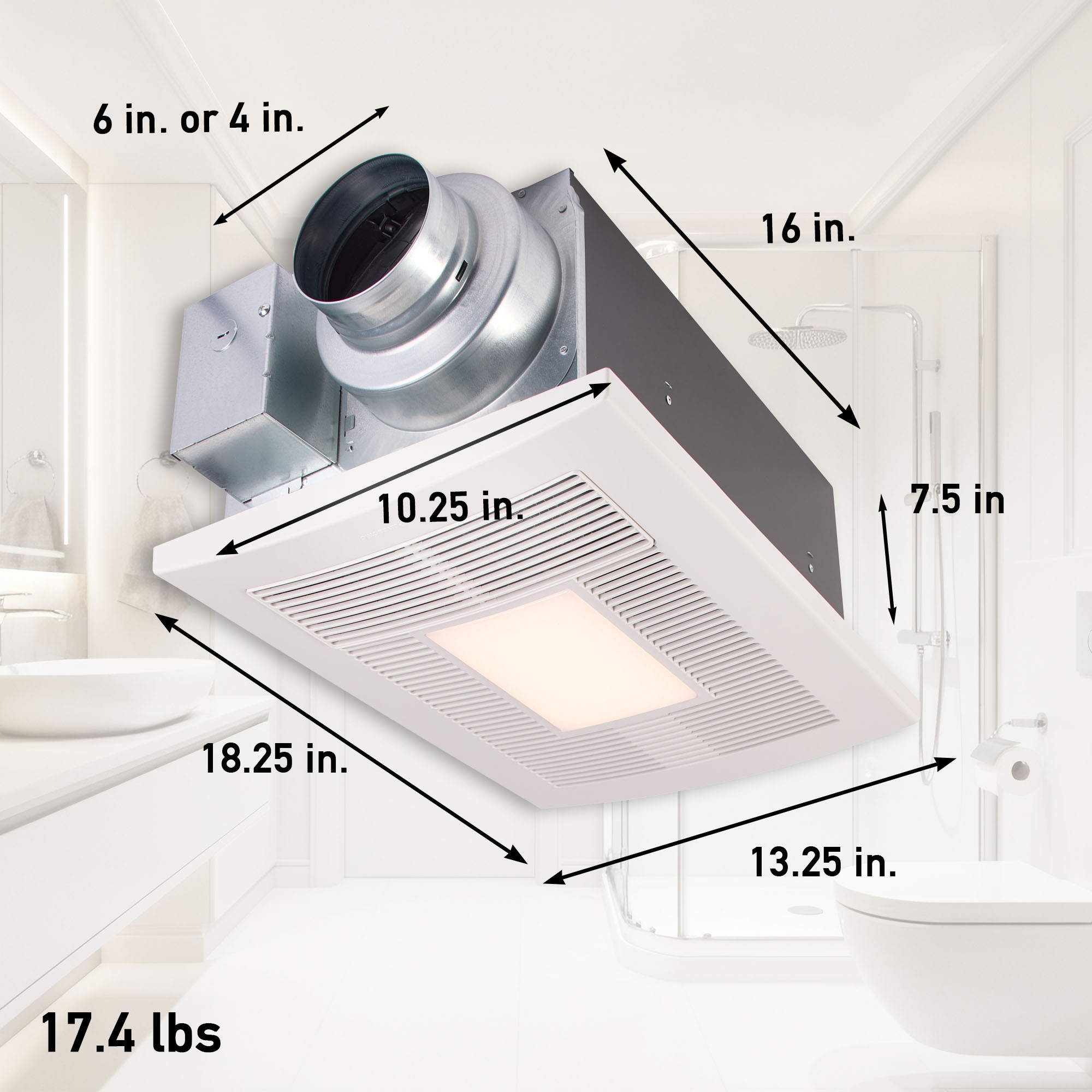 Panasonic WhisperWarm 0.7-Sone 110-CFM White Lighted Bathroom Fan and Heater