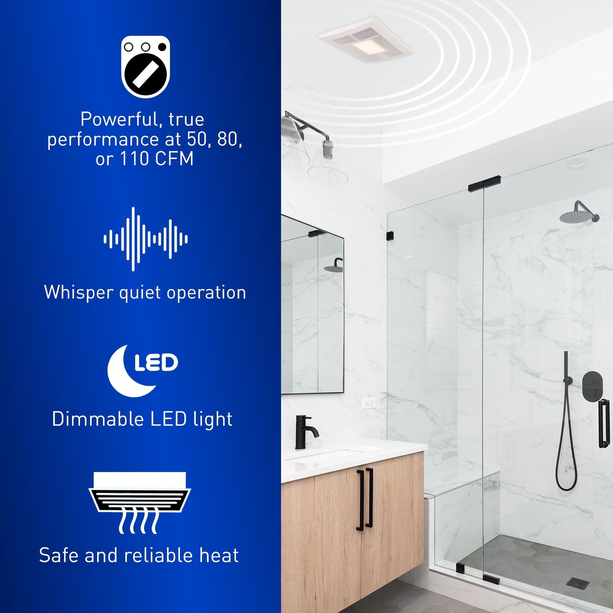 Panasonic WhisperWarm 0.7-Sone 110-CFM White Lighted Bathroom Fan and Heater
