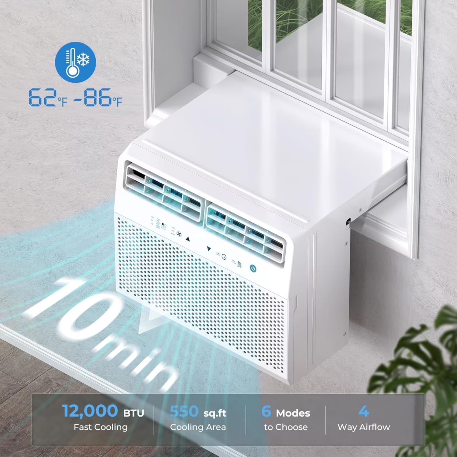 COWSAR Large Room Window Air Conditioner , Remote Included ( 115-Volt , 12000-BTU )